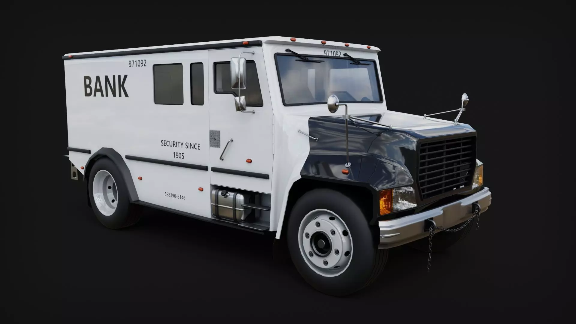 Bank Security Armoured Van Low-poly 3D model_0