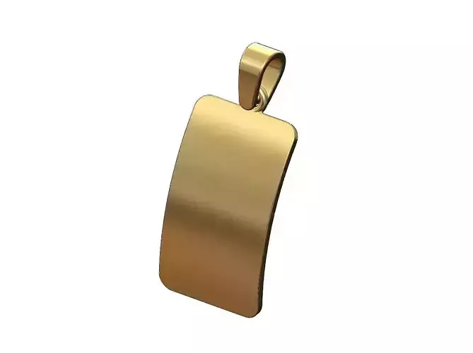 Curved rounded rectangular dogtag pendant with bail