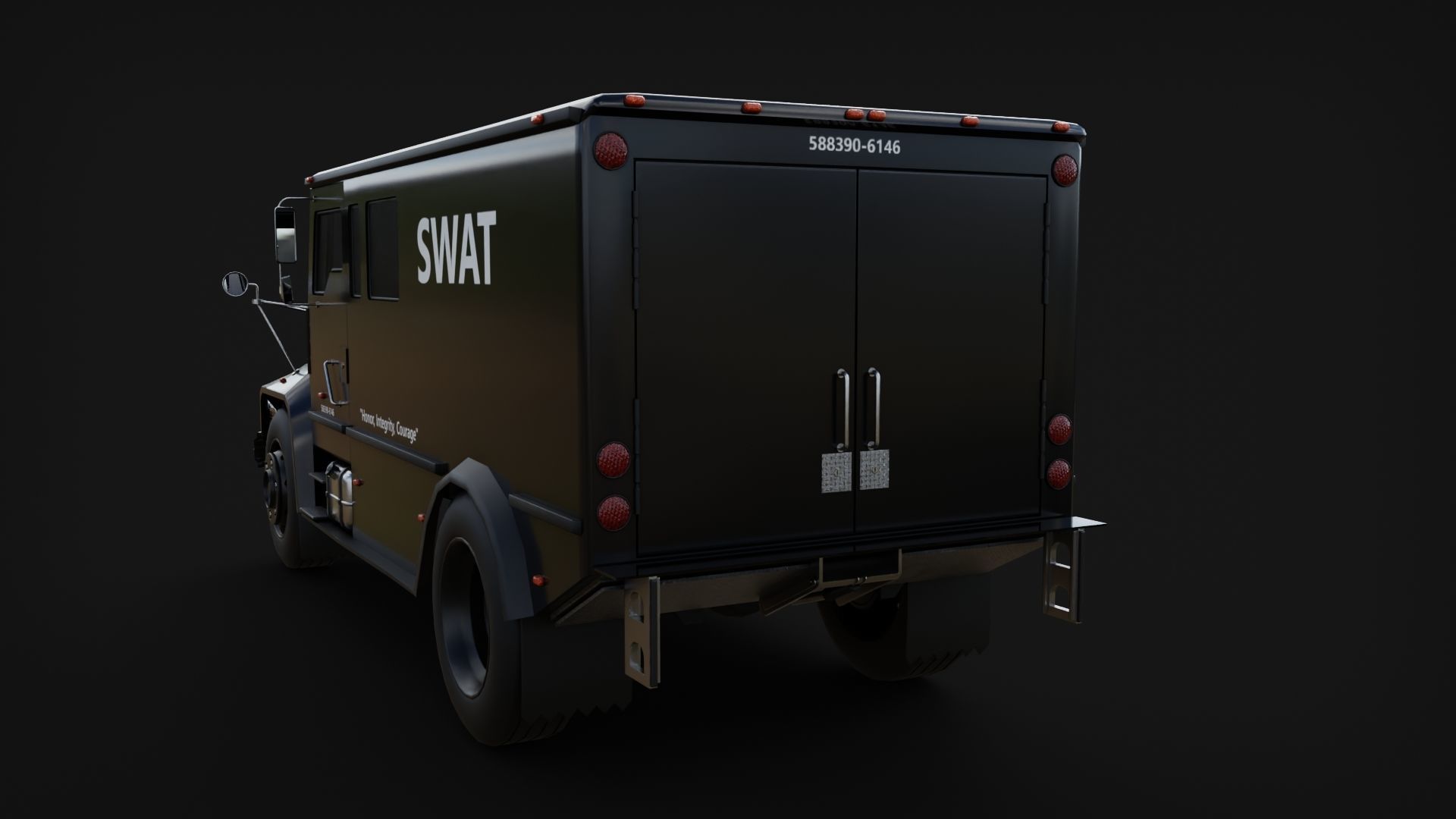 SWAT Armoured Van Low-poly 3D model_4
