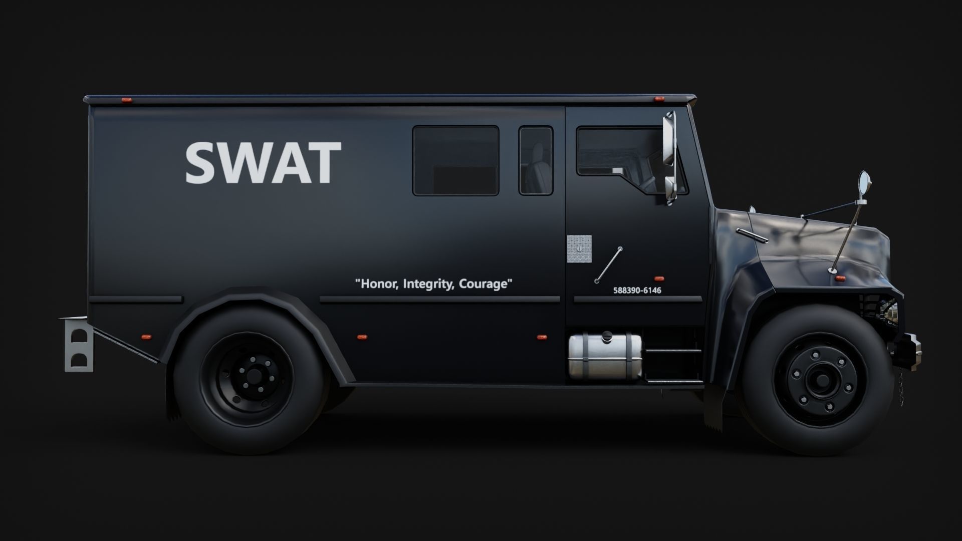 SWAT Armoured Van Low-poly 3D model_2