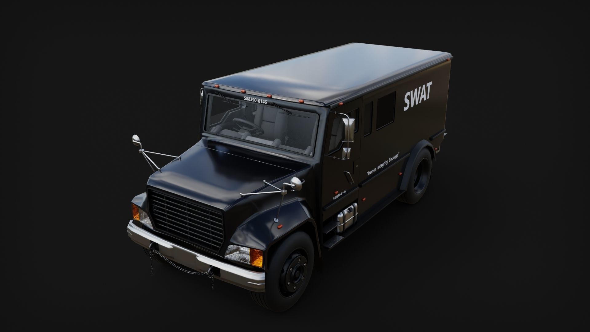 SWAT Armoured Van Low-poly 3D model_3