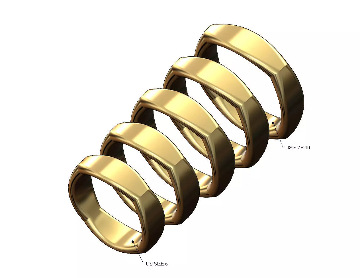 Dome sides rounded carved square ring US sizes 6to10 3D print model_0
