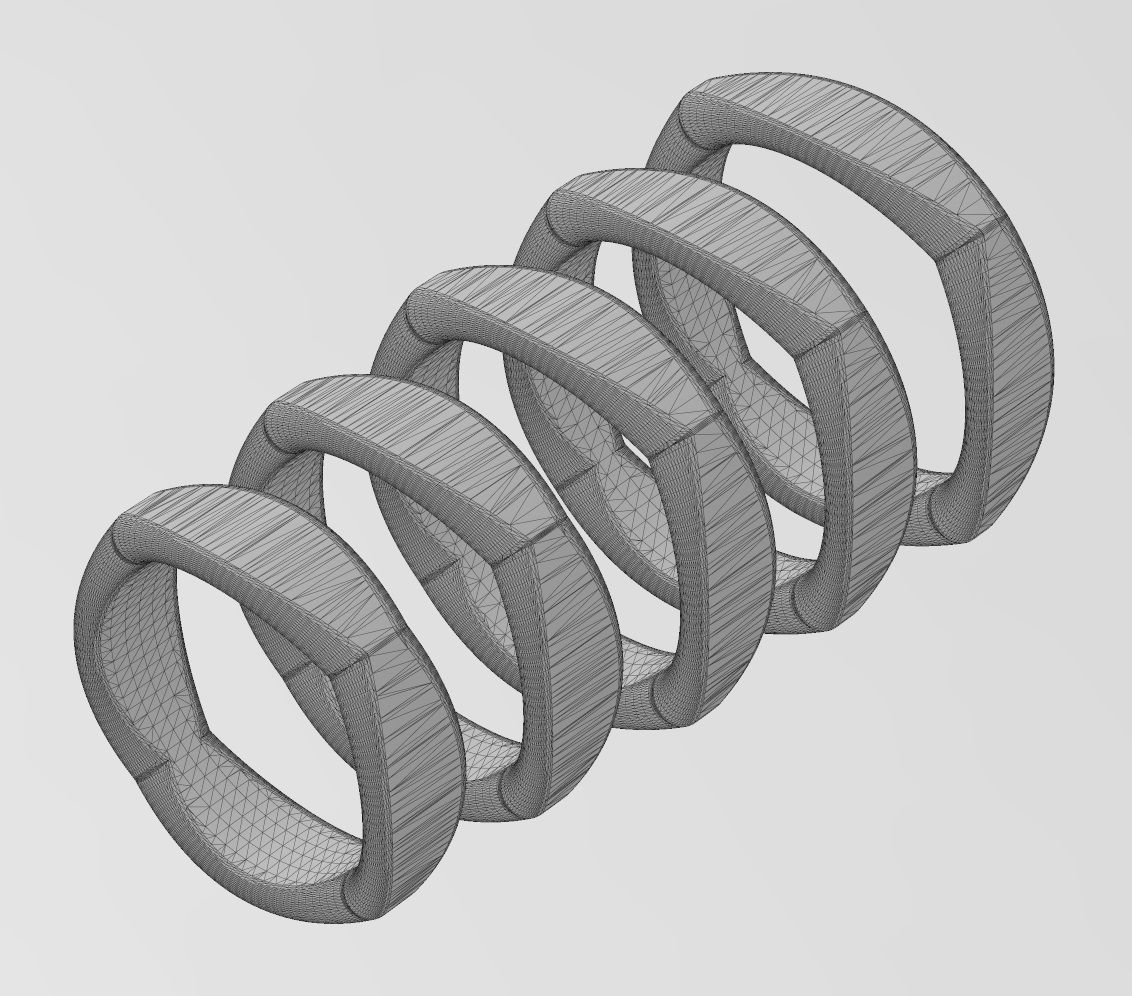 Dome sides rounded carved square ring US sizes 6to10 3D print model_13