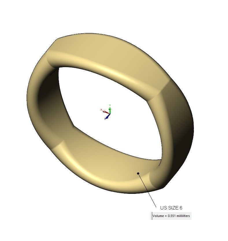 Dome sides rounded carved square ring US sizes 6to10 3D print model_11
