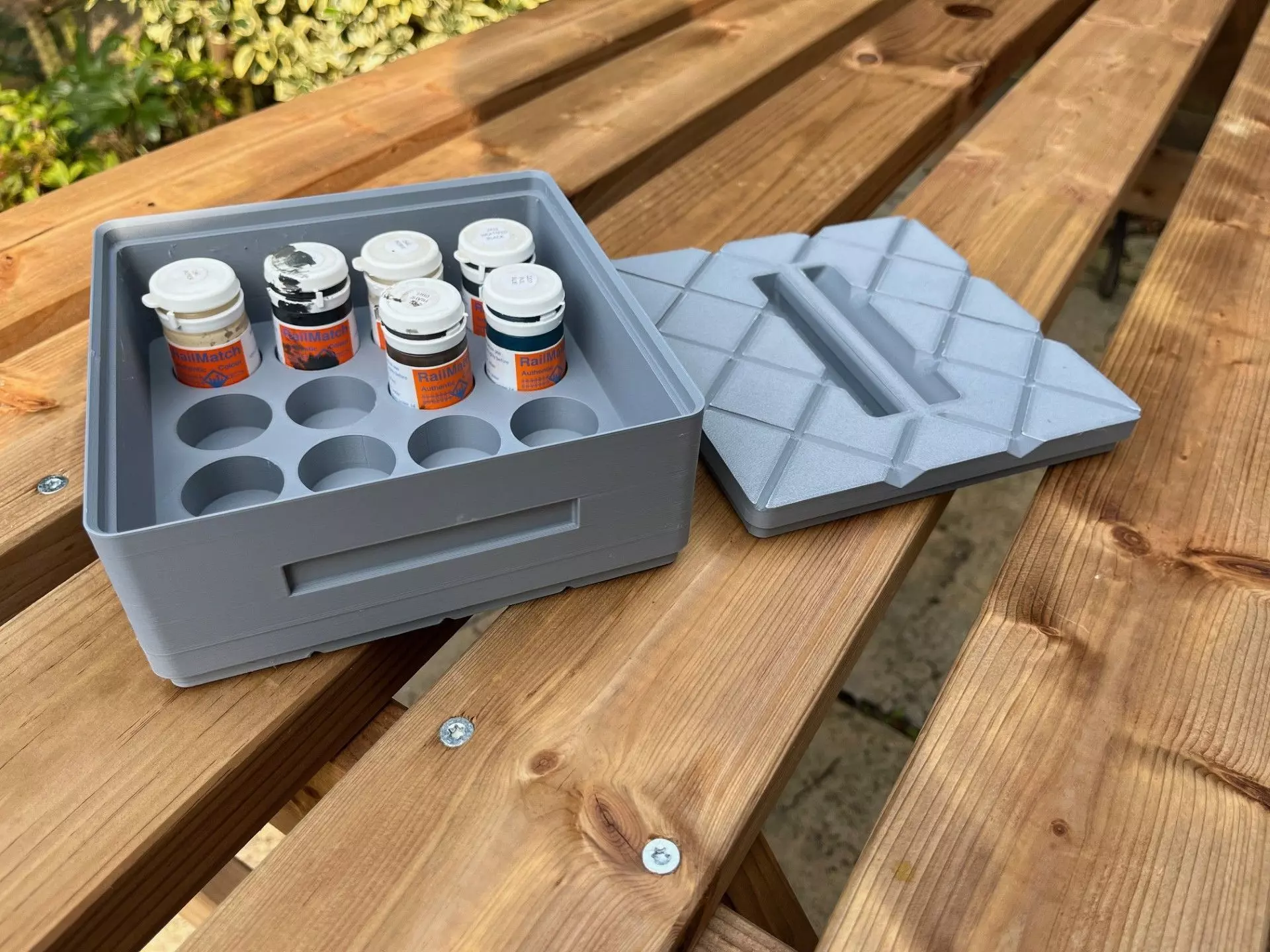 Stackable RailMatch Acrylic Paint 18ml Pot Storage Boxes 3D print model_0