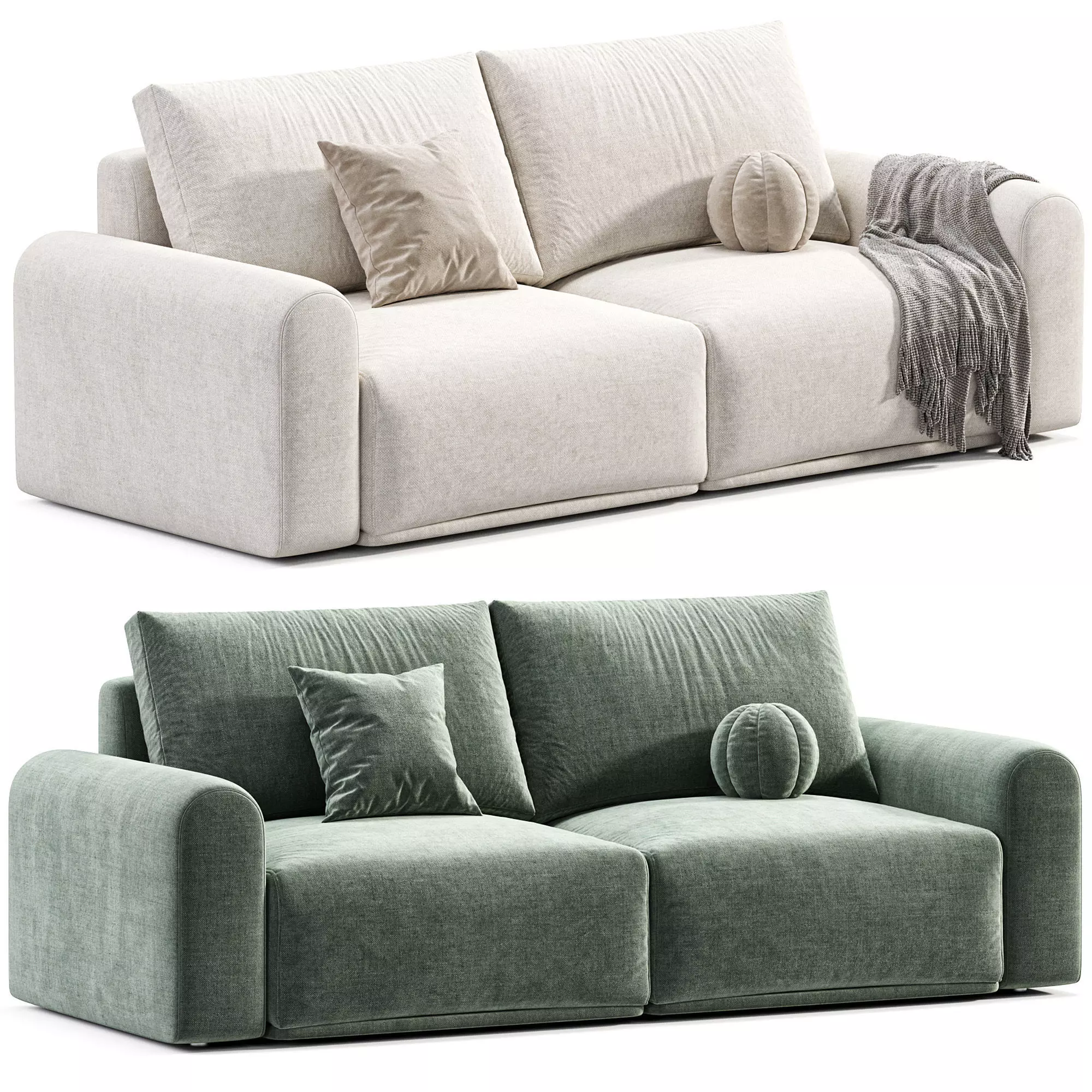 Sofa Straight Grail Low-poly 3D model