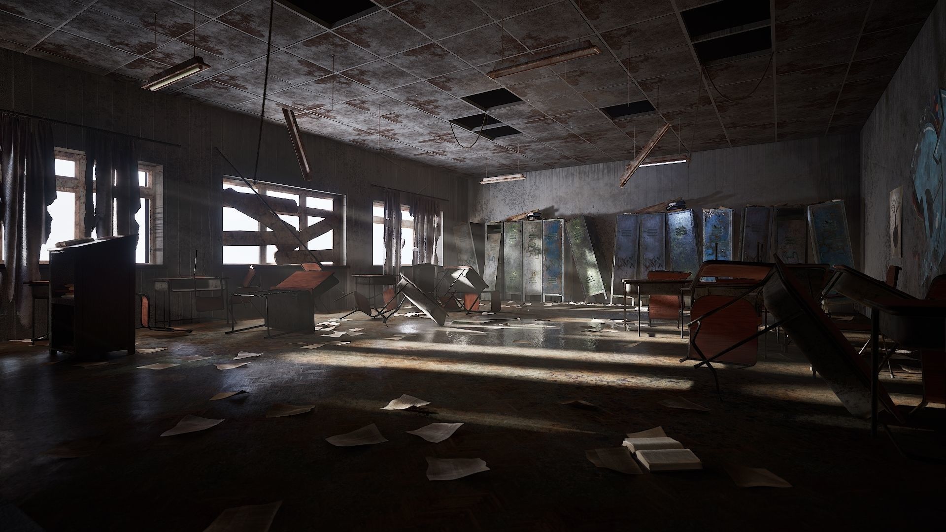 Classroom 3D Asset Pack 3D model_1