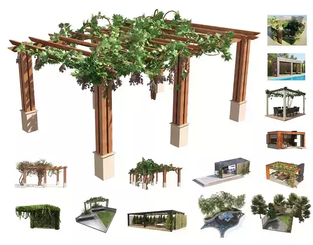 Realistic Pergola 3D Collection 
