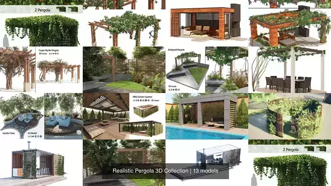 Realistic Pergola 3D Collection