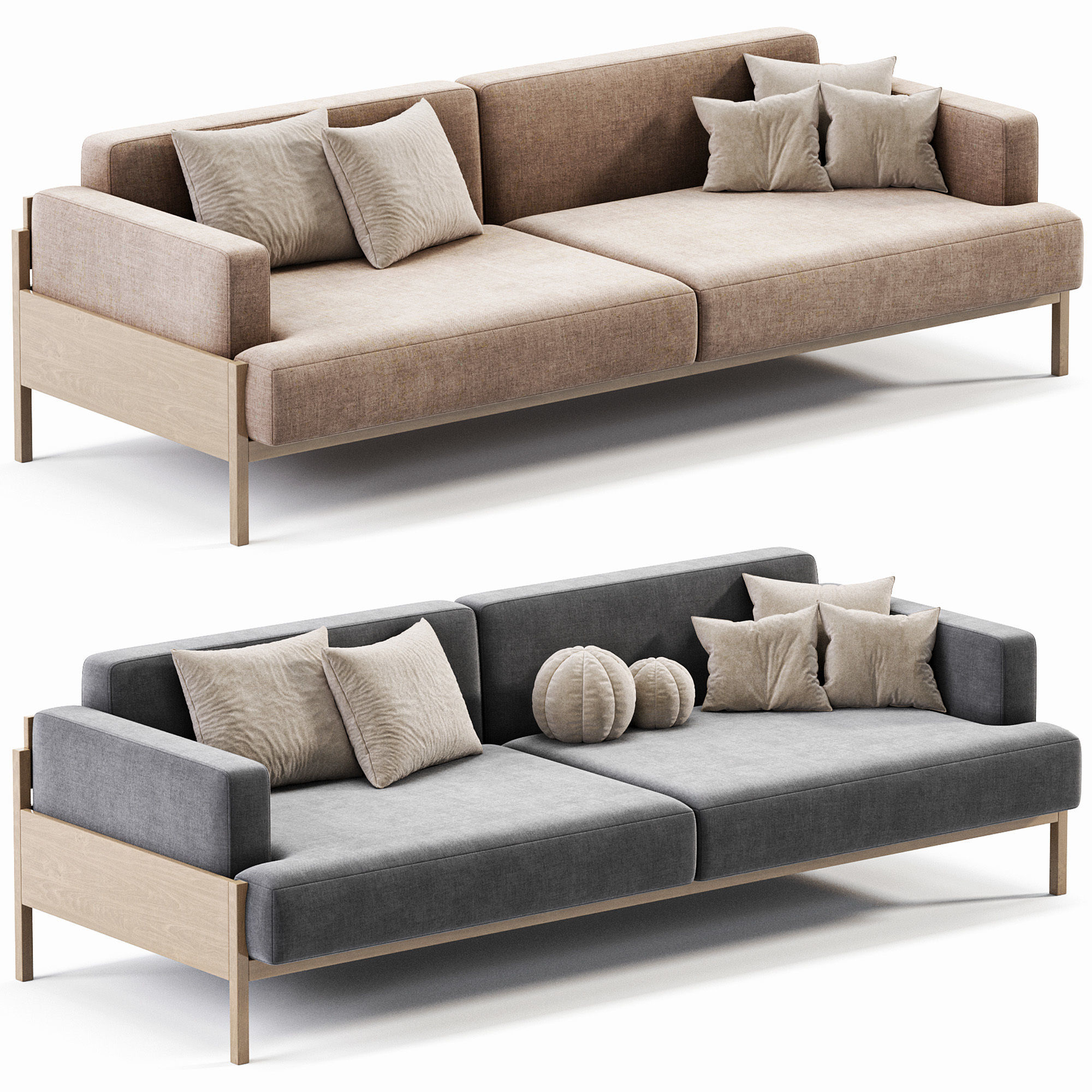 Kinuta Sofa 3 Seater A S01 Low-poly 3D model_1