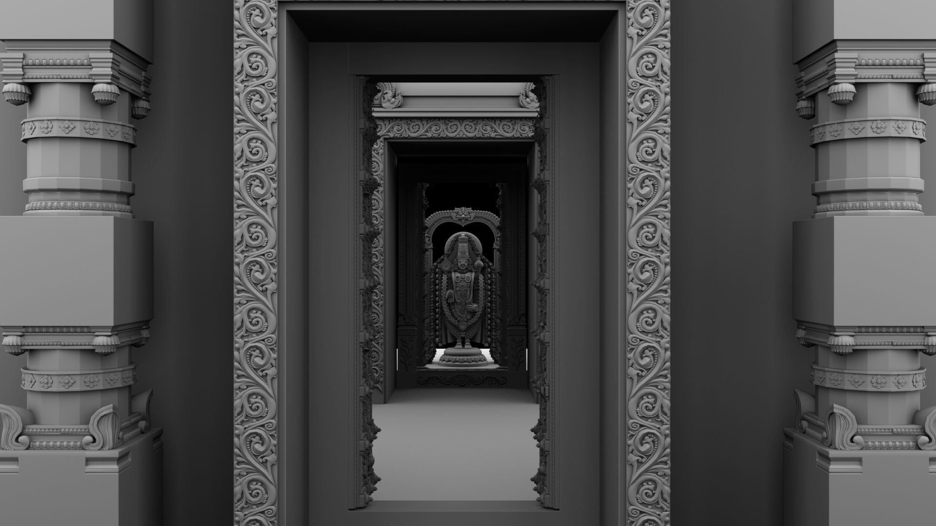 tirupati temple interior 3D model_17
