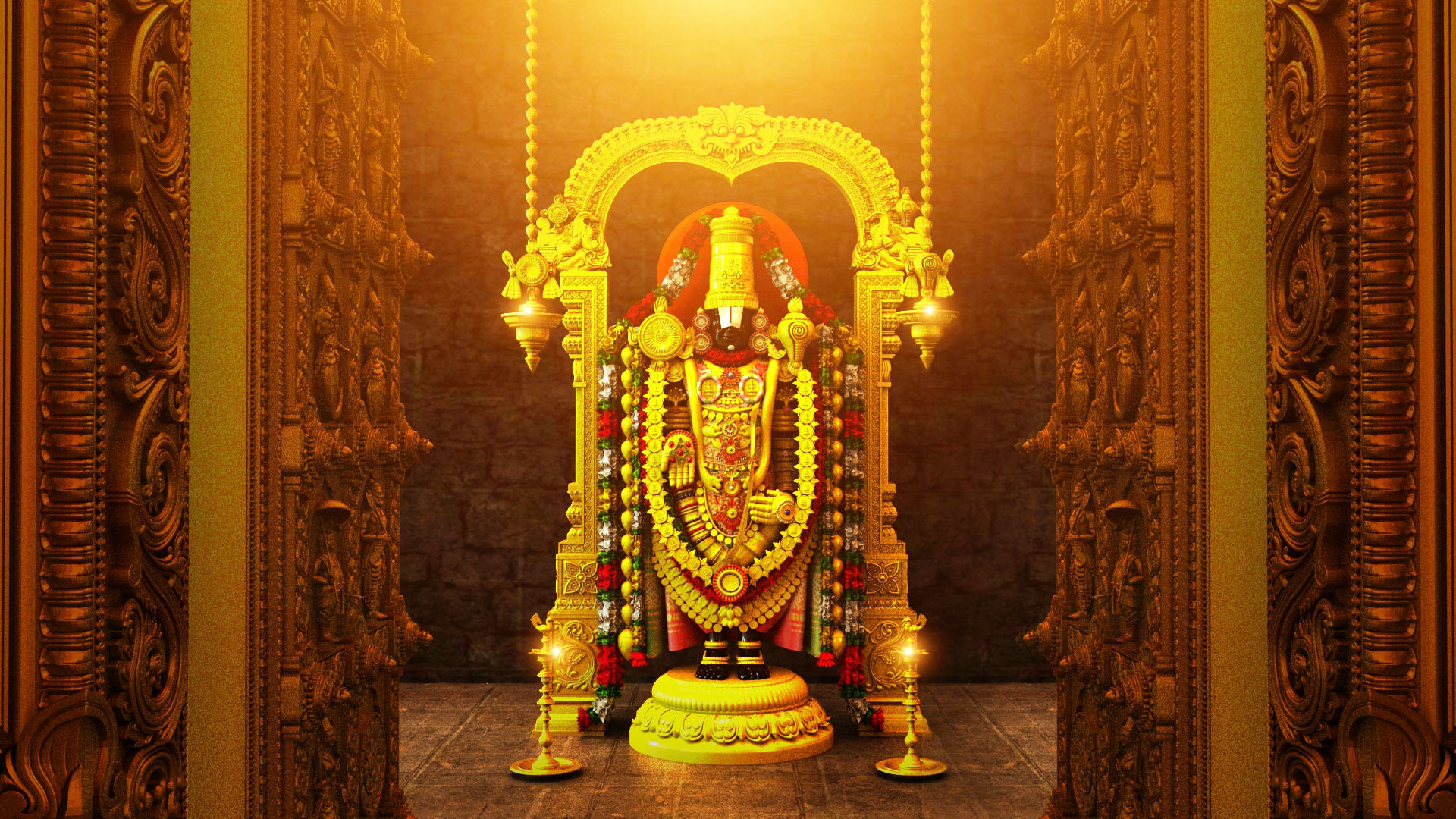 tirupati temple interior 3D model_4