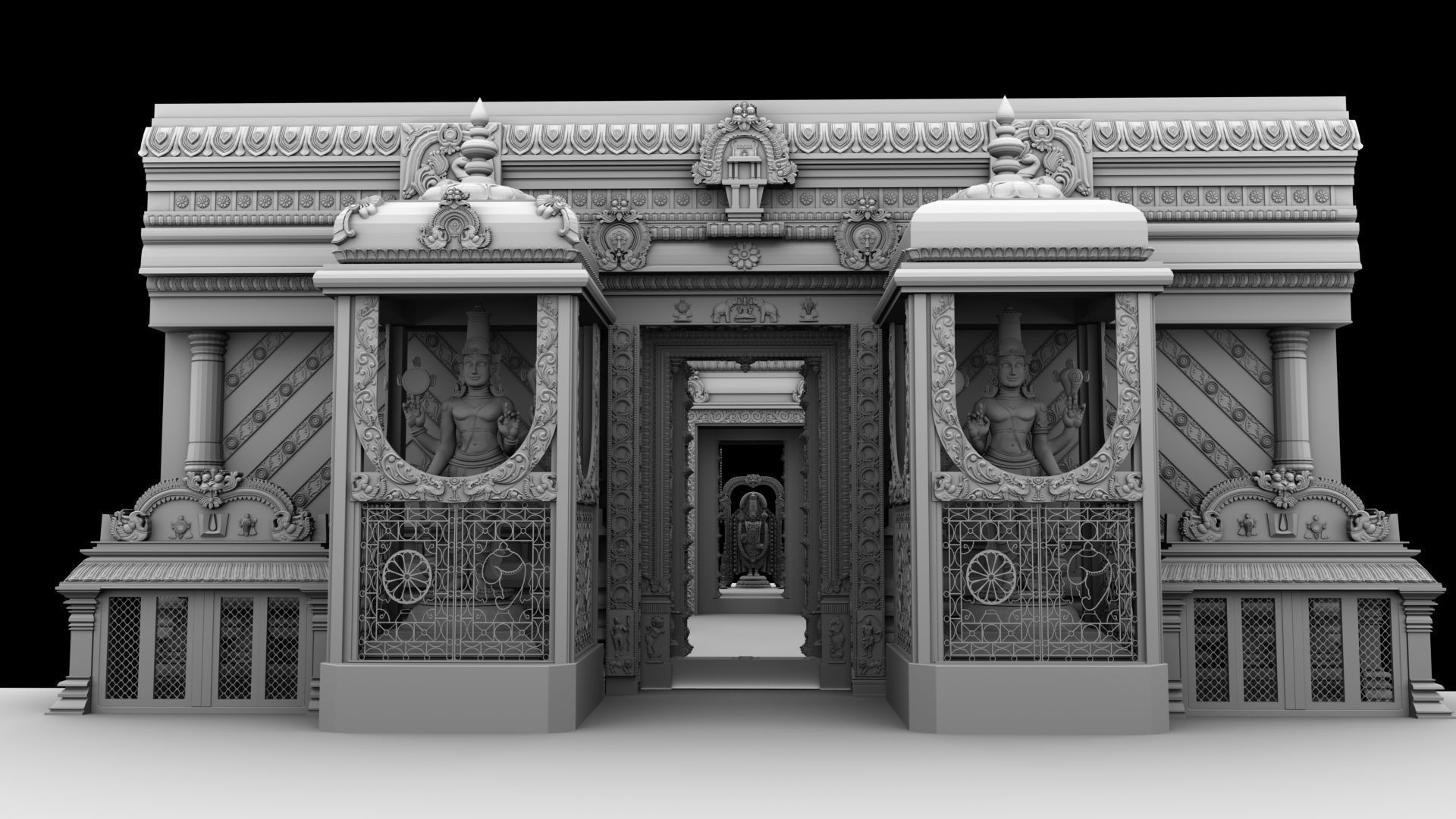 tirupati temple interior 3D model_15