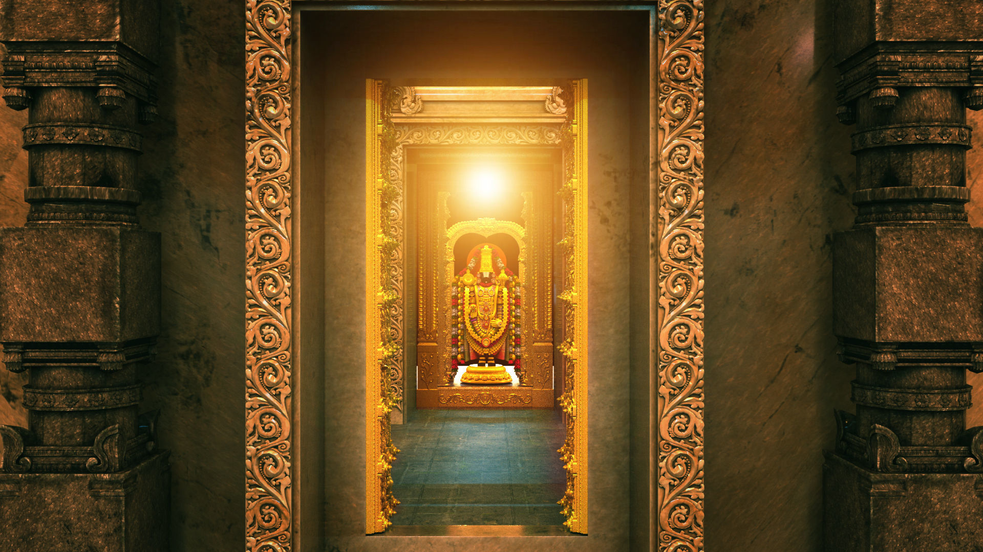 tirupati temple interior 3D model_9