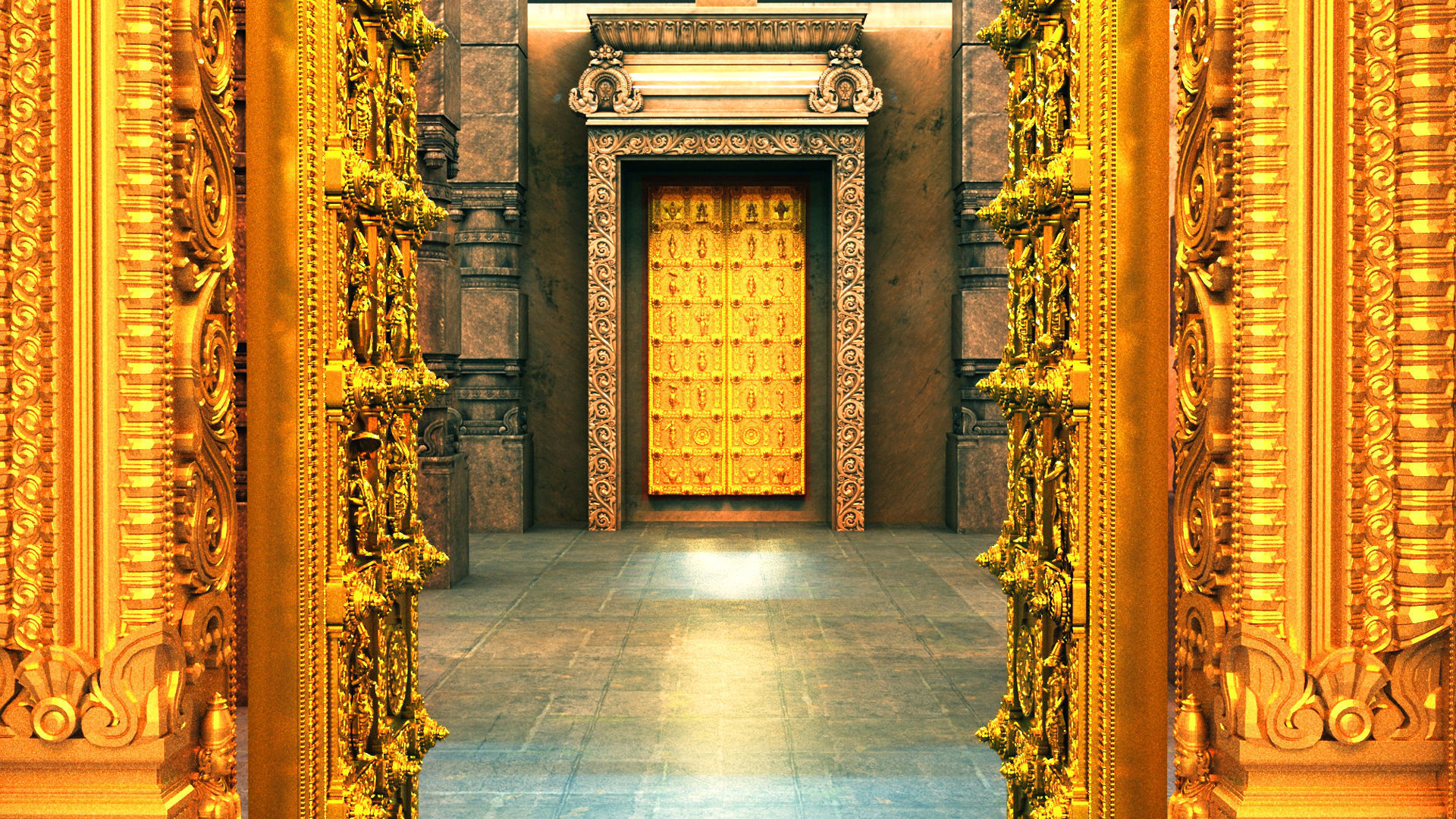 tirupati temple interior 3D model_7