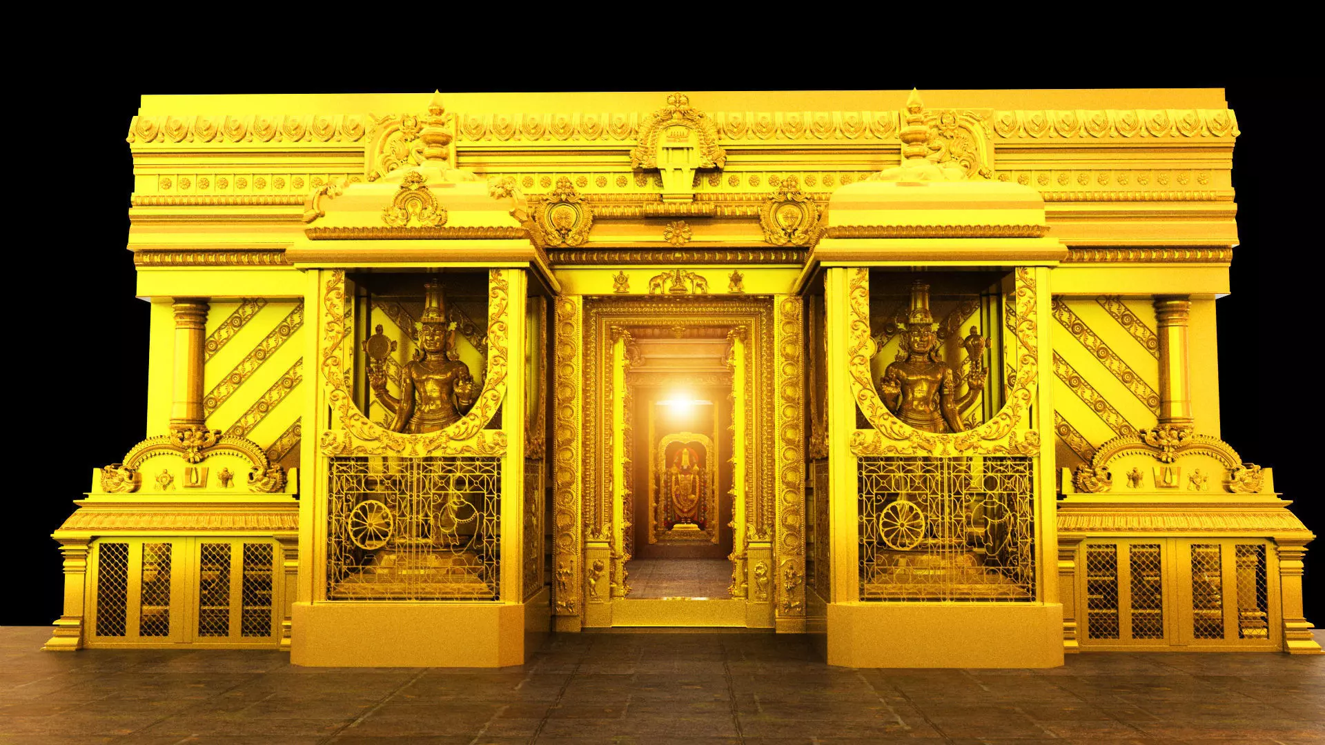 tirupati temple interior 3D model_0