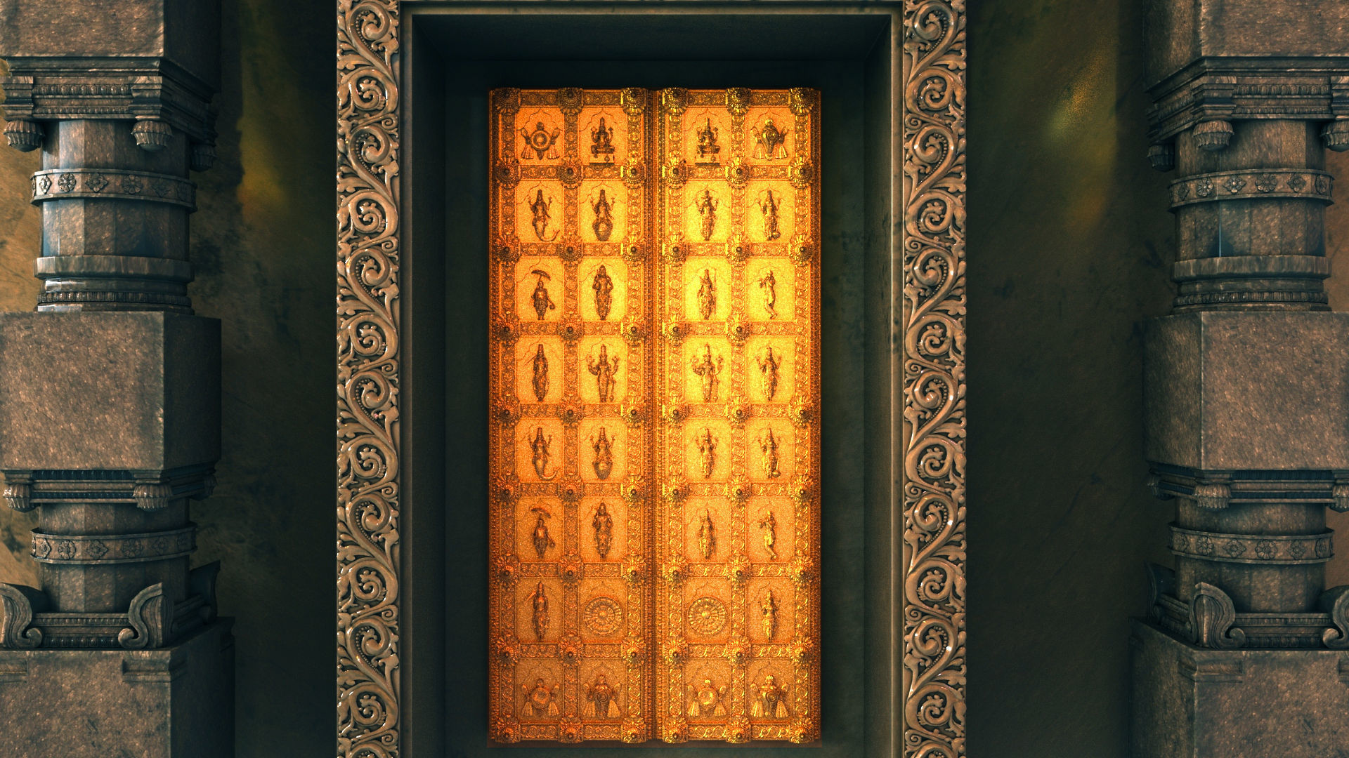 tirupati temple interior 3D model_11