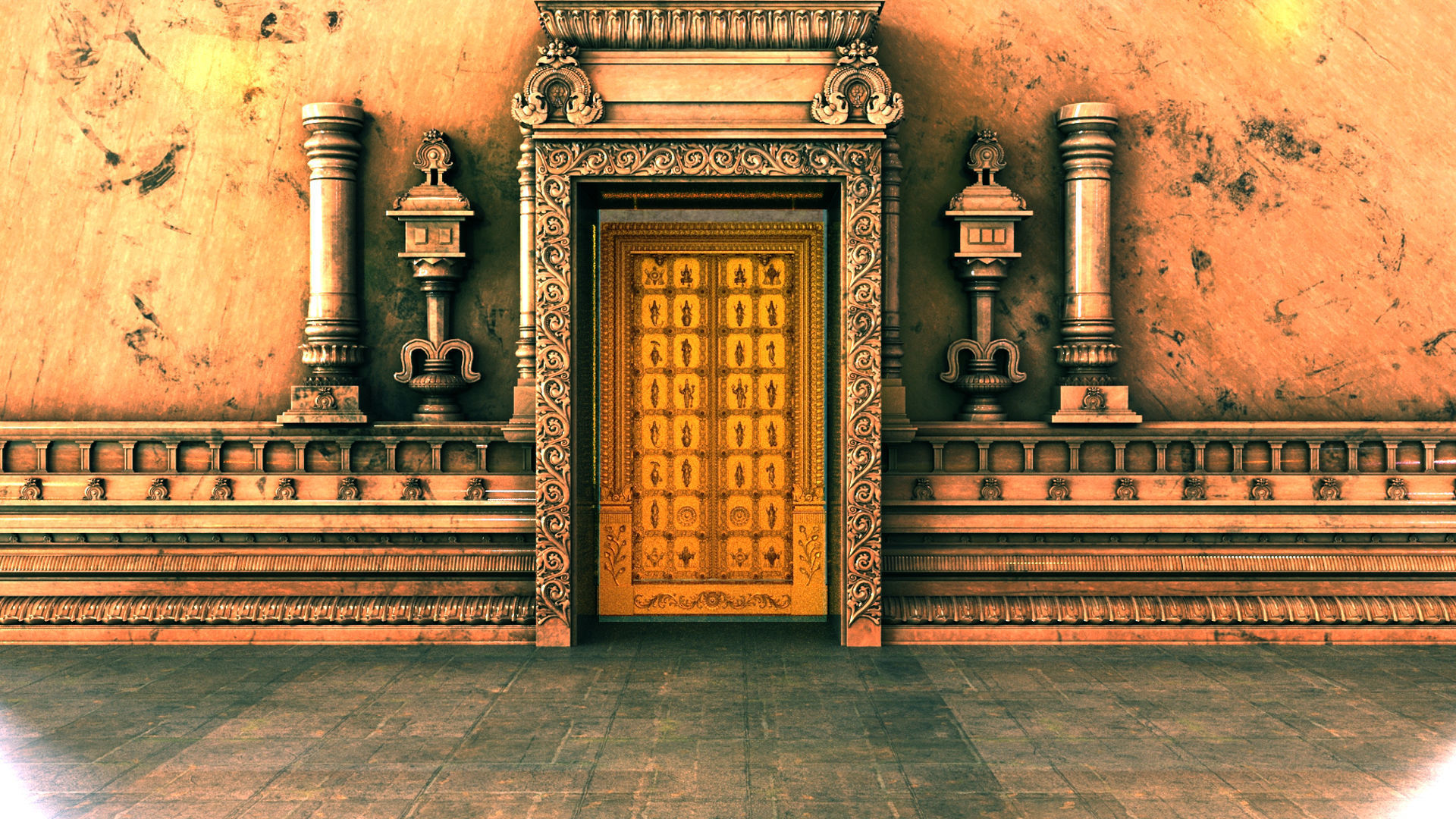 tirupati temple interior 3D model_10