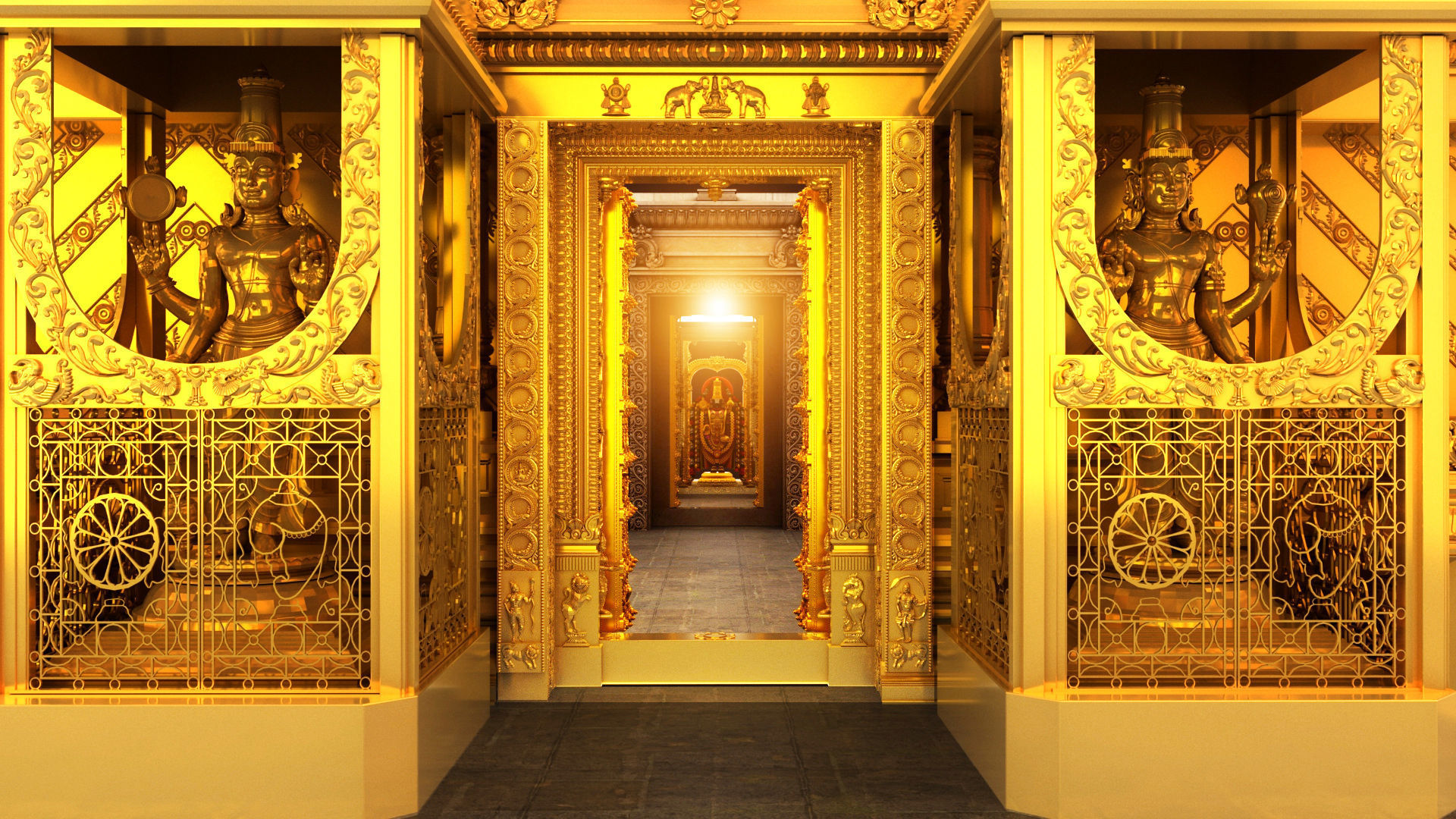 tirupati temple interior 3D model_1