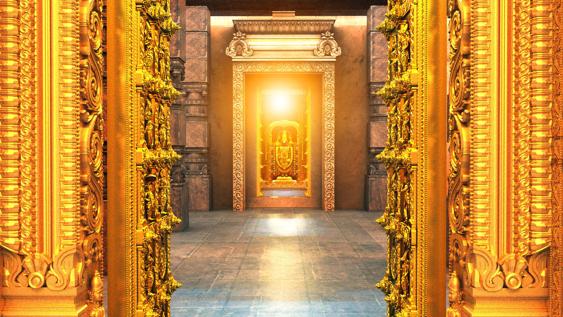 tirupati temple interior 3D model_6