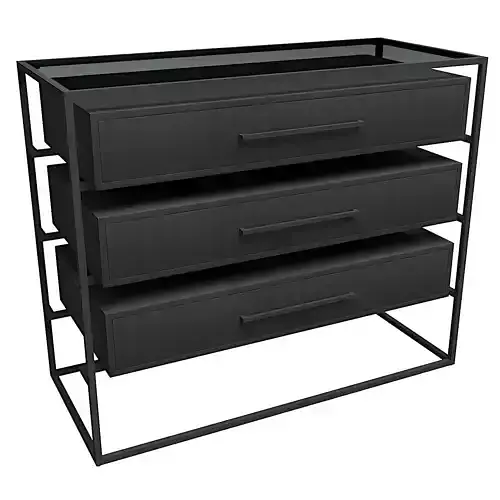 Black dresser with a glass top lyle with a beauty flaw