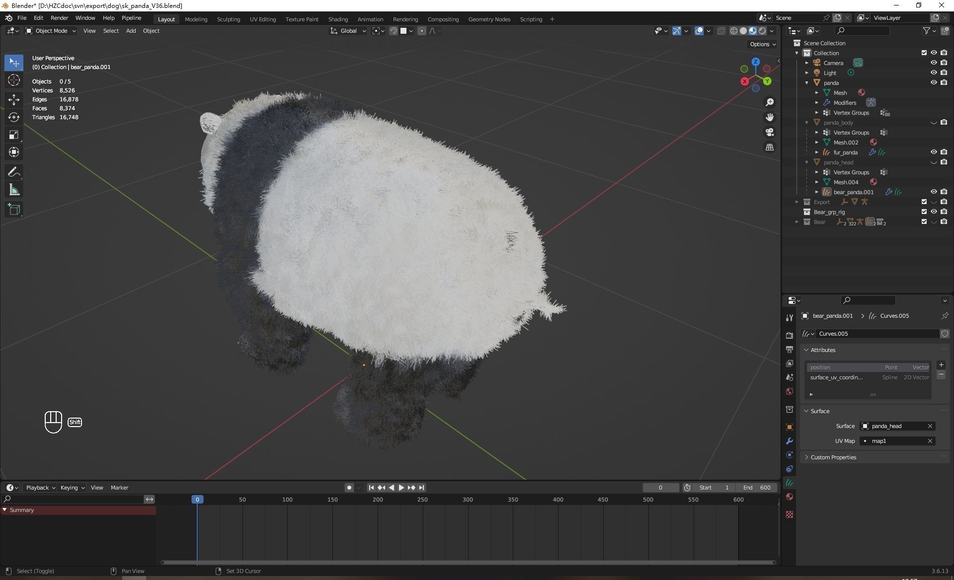 UE5 Giant Panda Rigged Fur Low-poly 3D model_17