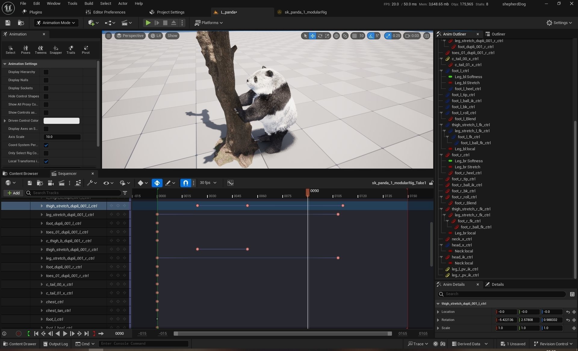 UE5 Giant Panda Rigged Fur Low-poly 3D model_30