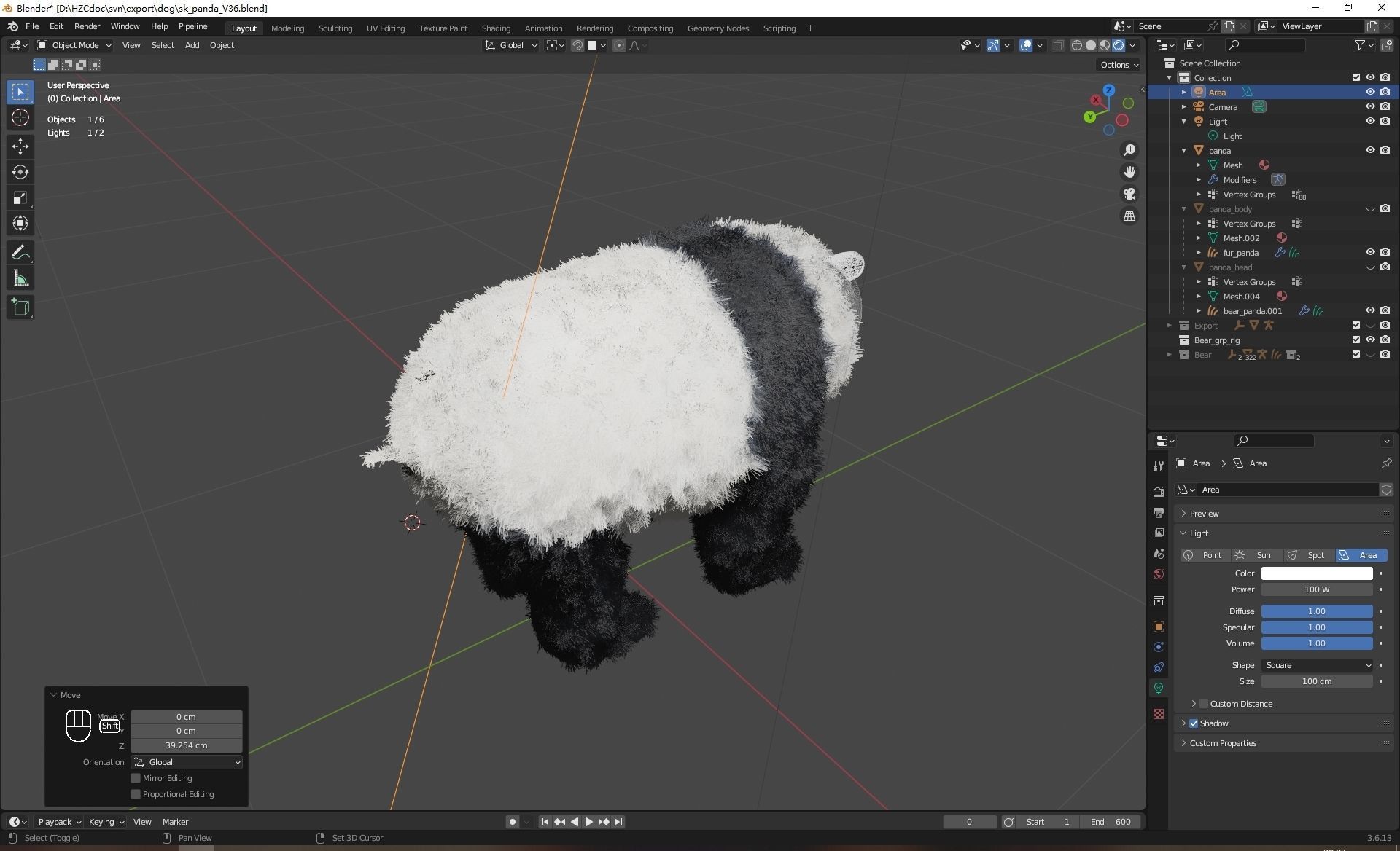 UE5 Giant Panda Rigged Fur Low-poly 3D model_15