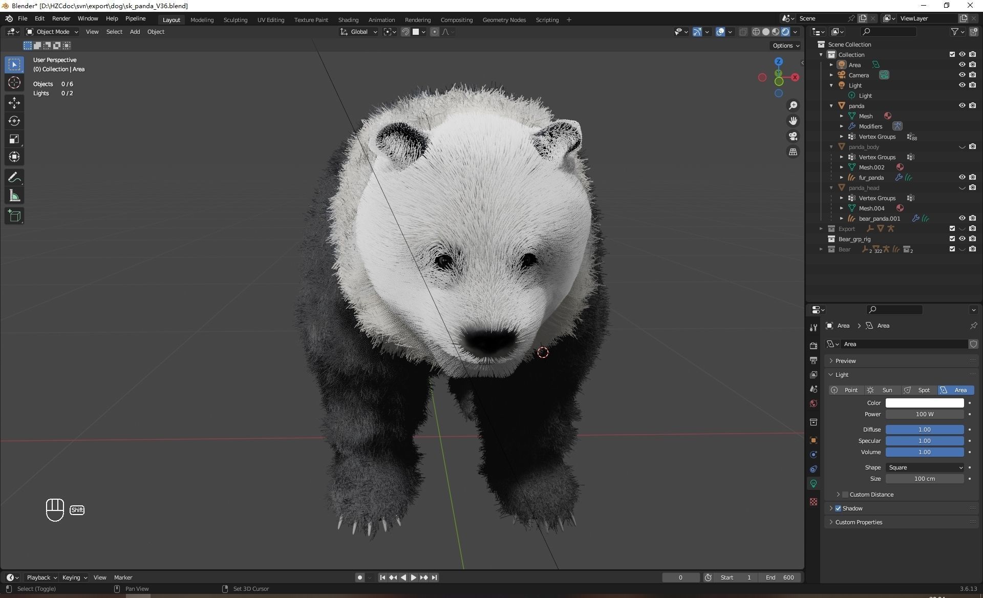 UE5 Giant Panda Rigged Fur Low-poly 3D model_18