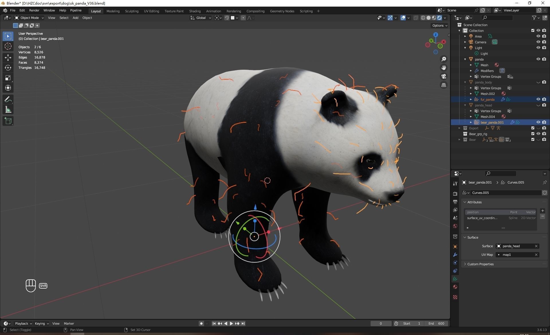UE5 Giant Panda Rigged Fur Low-poly 3D model_19