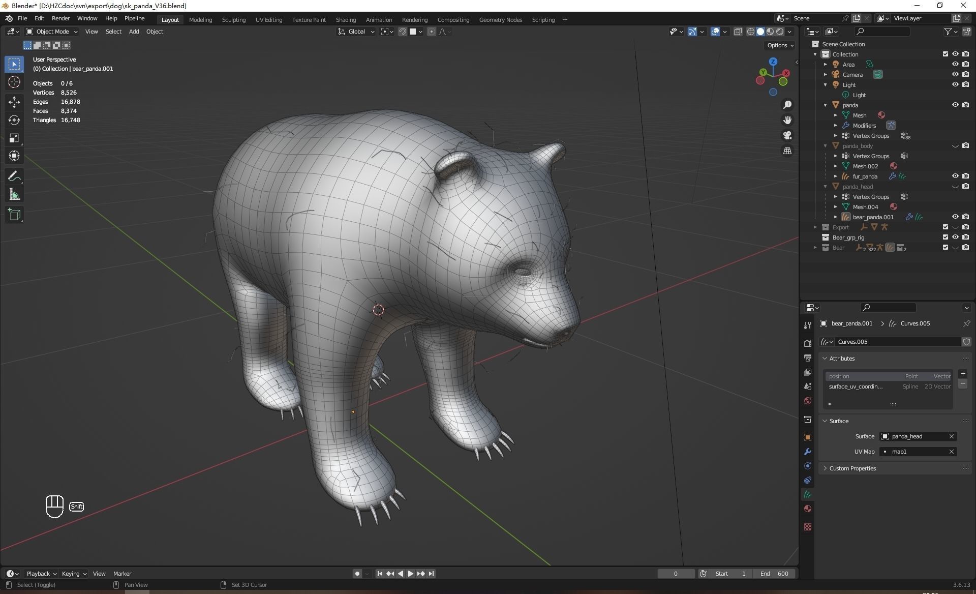UE5 Giant Panda Rigged Fur Low-poly 3D model_20