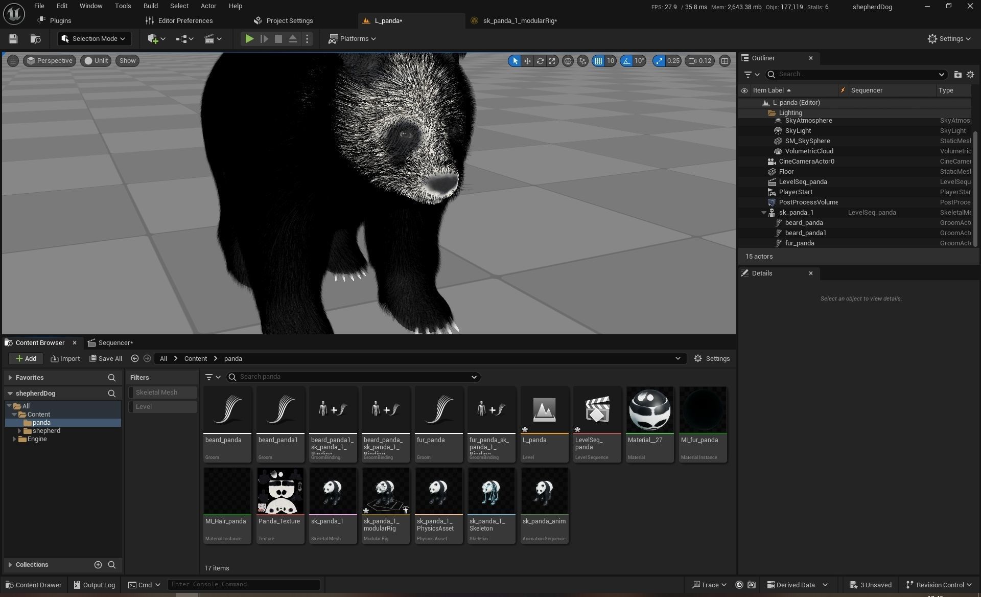 UE5 Giant Panda Rigged Fur Low-poly 3D model_21