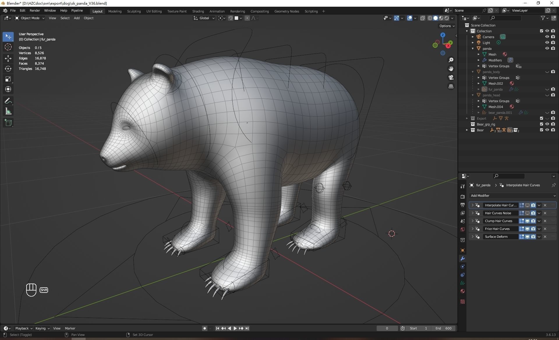 UE5 Giant Panda Rigged Fur Low-poly 3D model_14