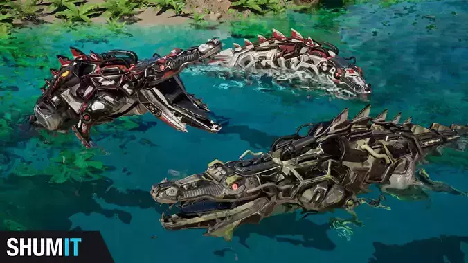 SciFi Crocodile Low-poly 3D model