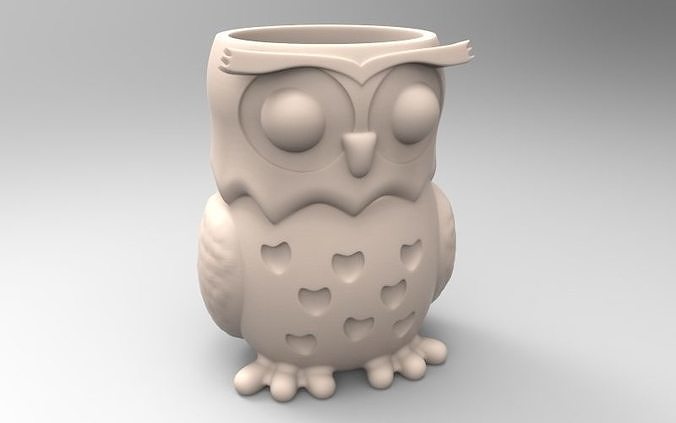 Cute Owl Flower Pot Pencil Pen Cup holder organizer  3D print model