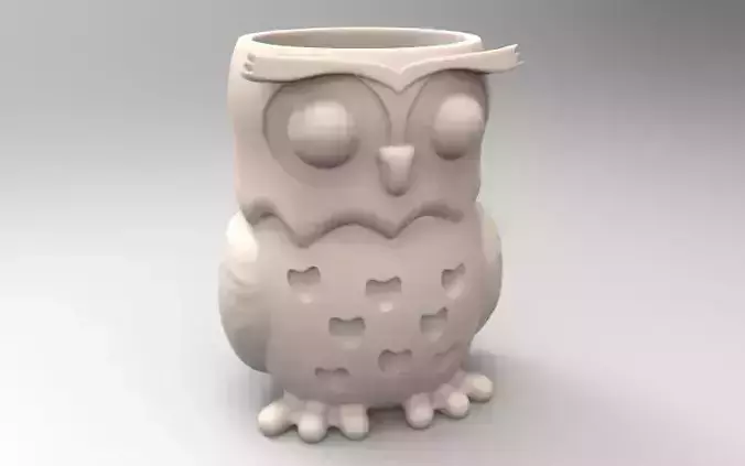 Cute Owl Flower Pot Pencil Pen Cup holder organizer  3D print model