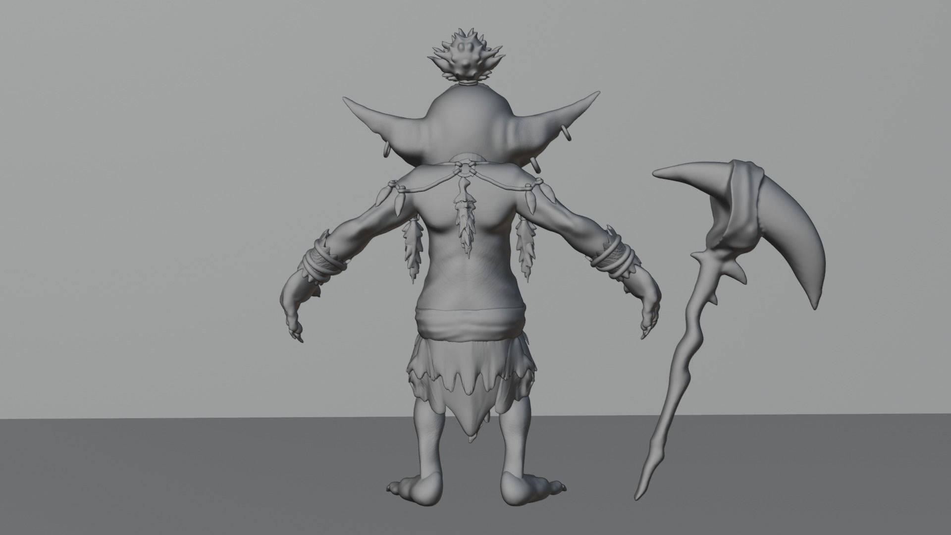 high poly goblin with axe  3D model_3