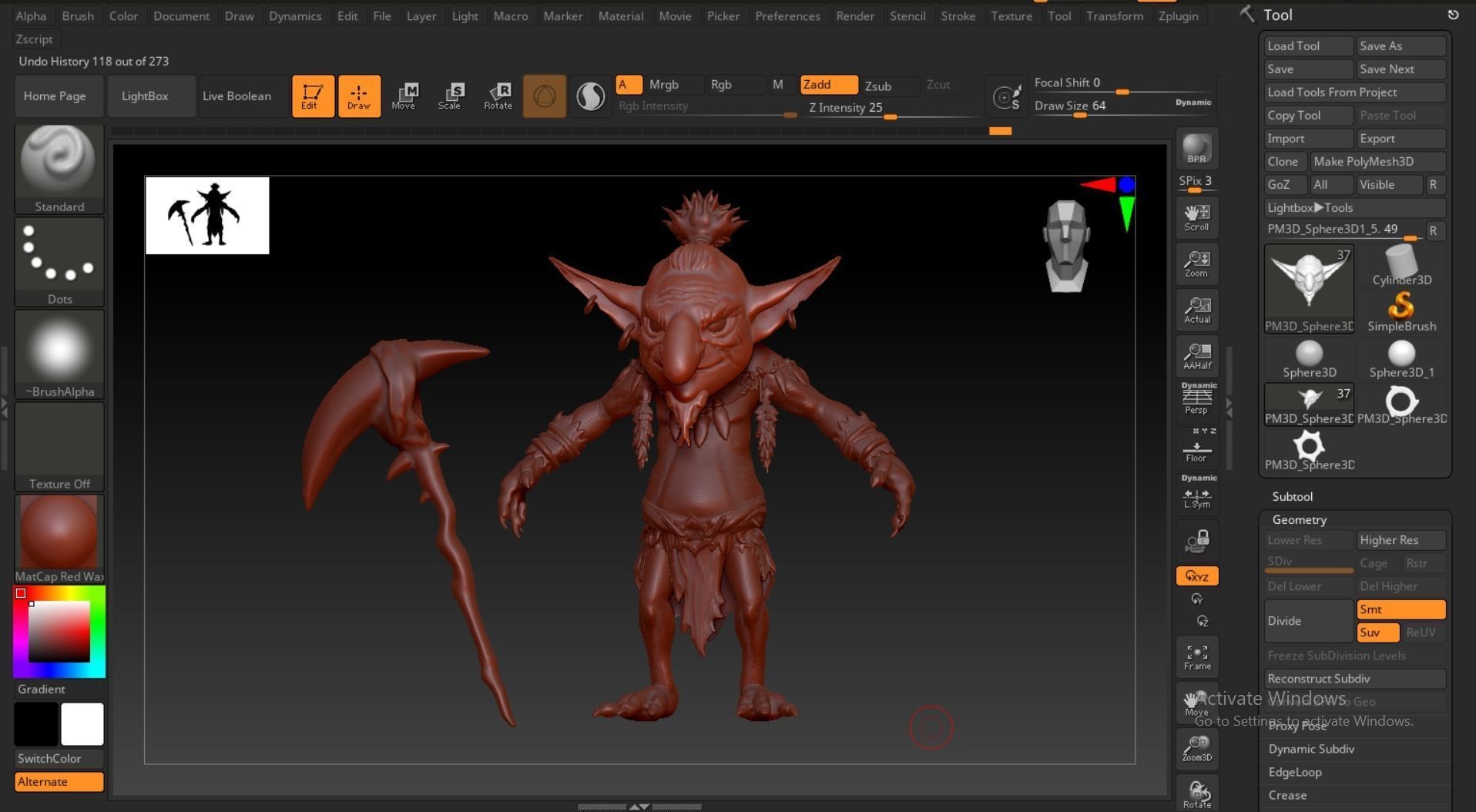 high poly goblin with axe  3D model_10