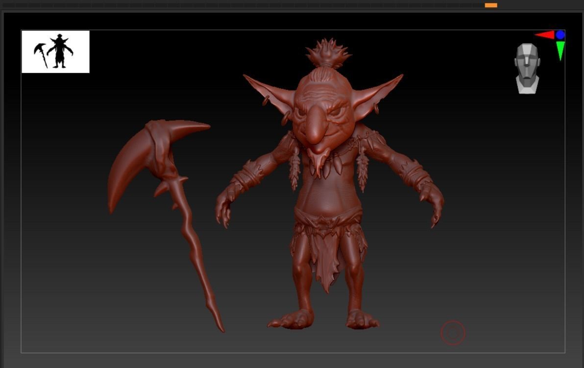 high poly goblin with axe  3D model_1