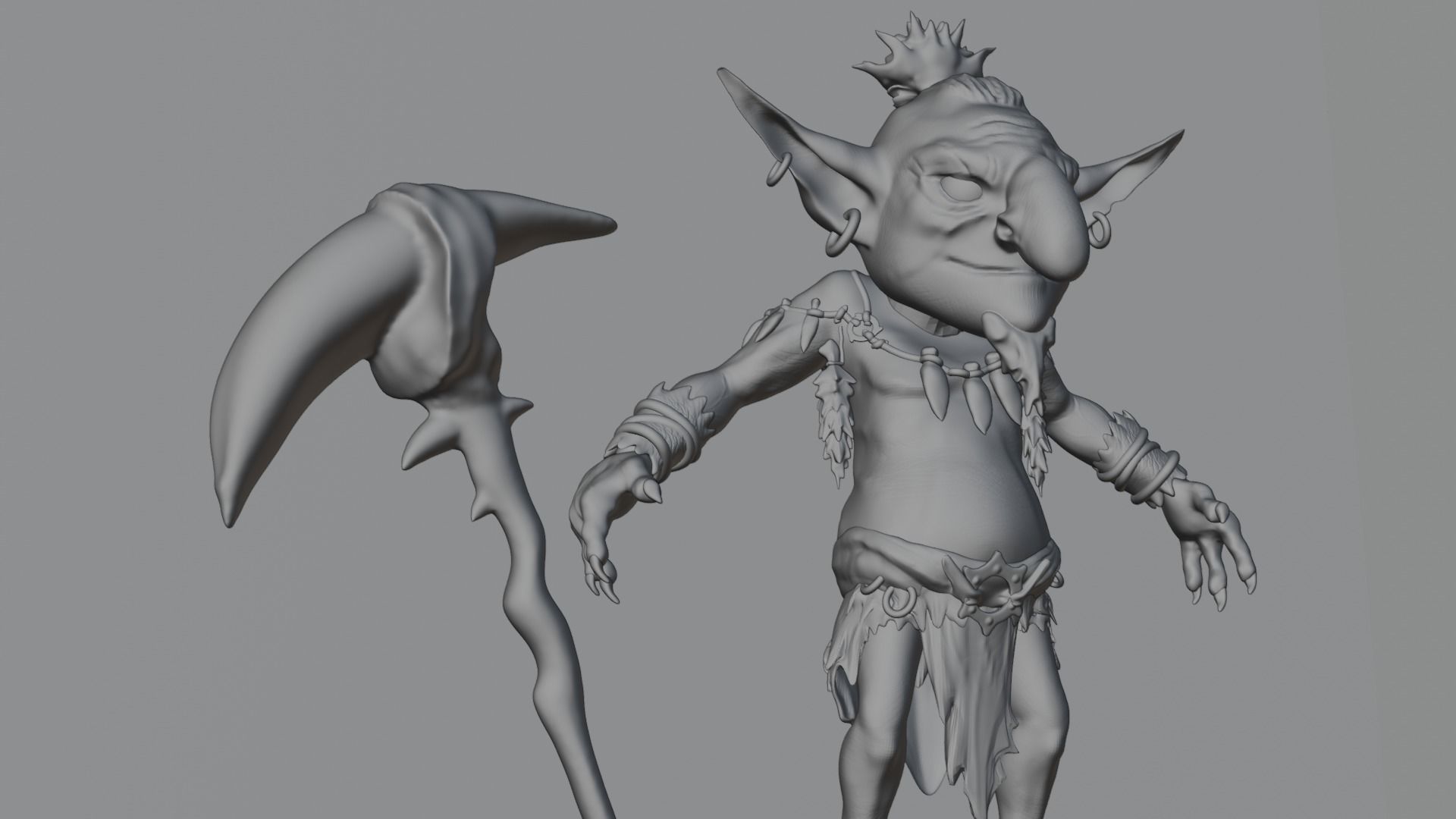 high poly goblin with axe  3D model_9