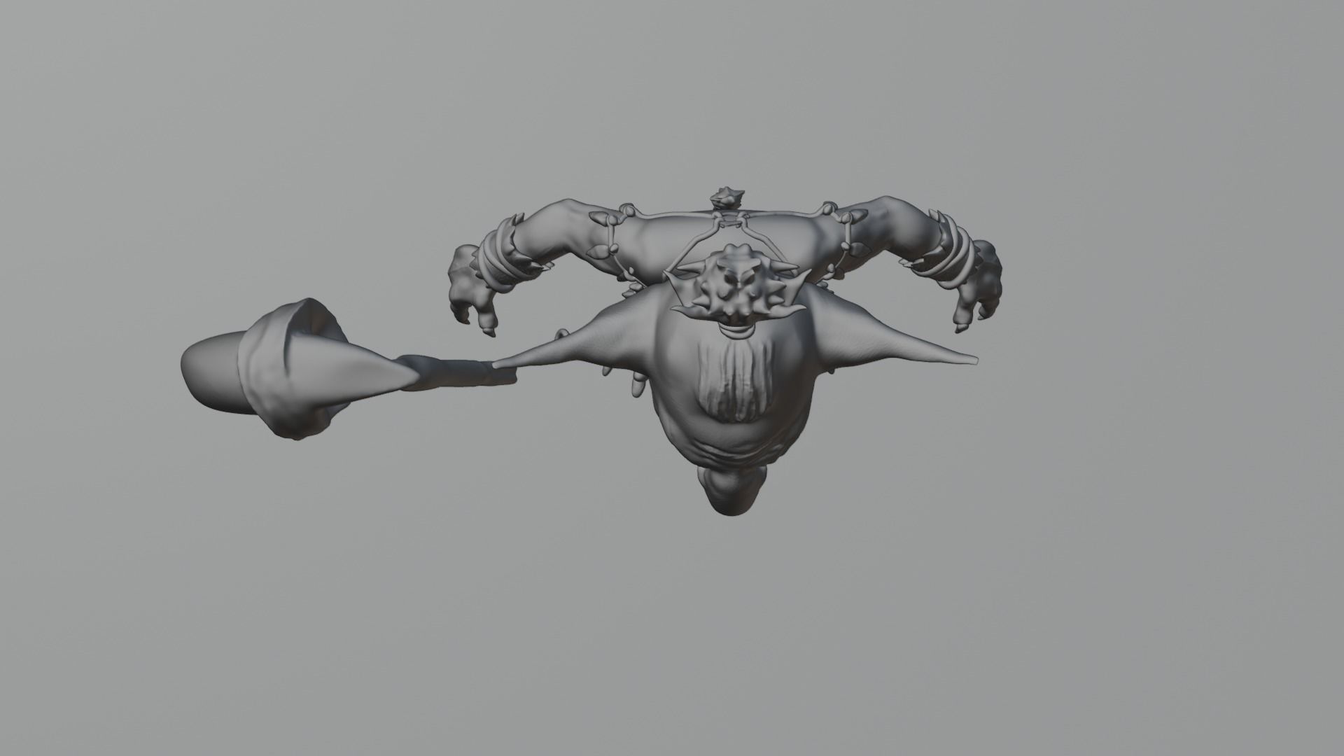 high poly goblin with axe  3D model_5