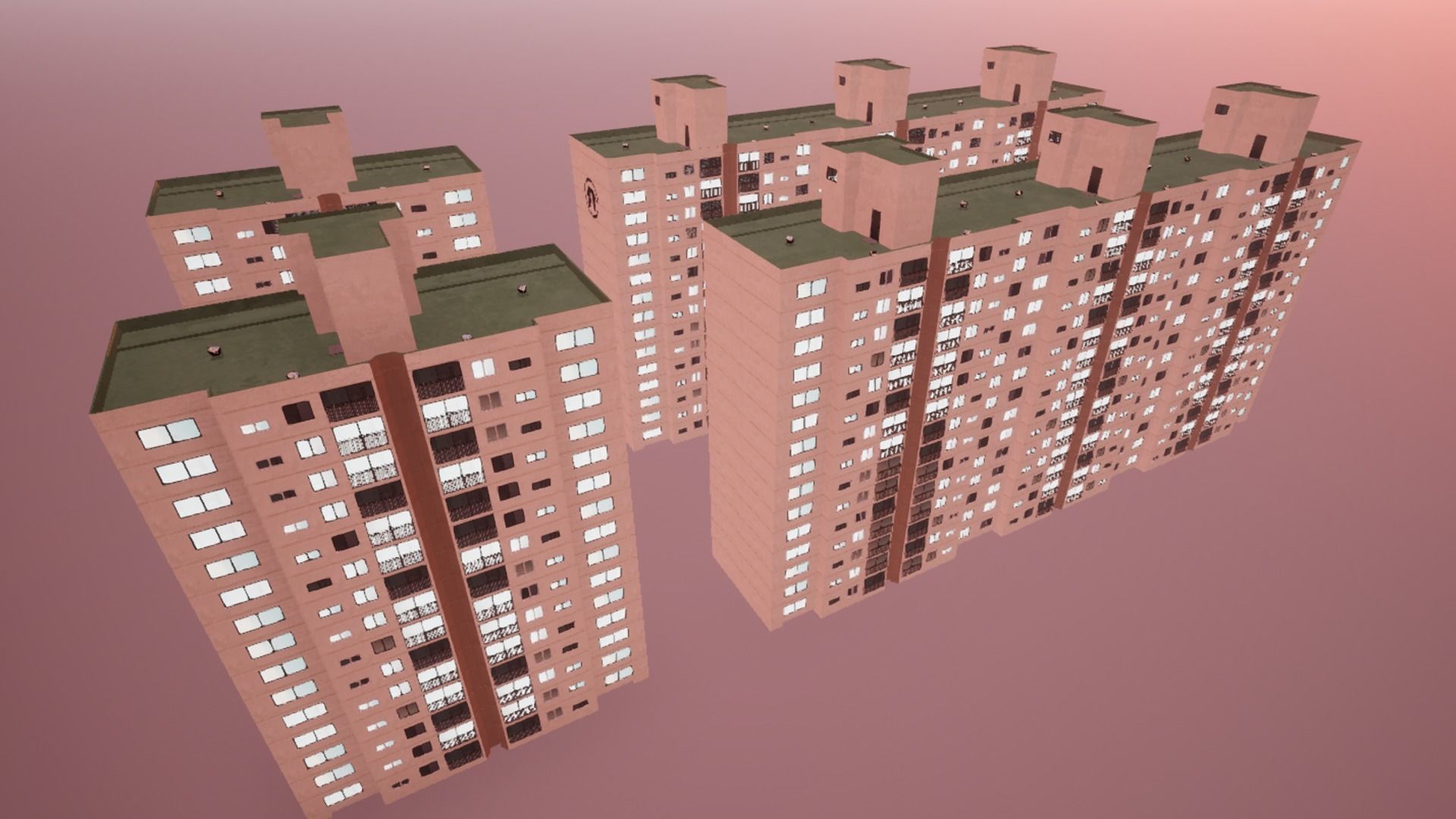 Old Korean apartment Low-poly 3D model_8