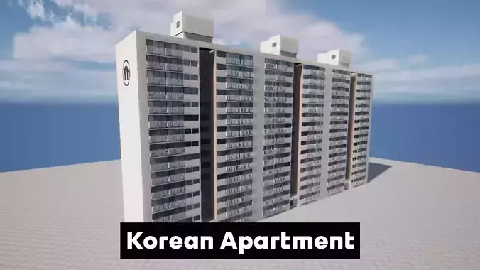 Old Korean apartment Low-poly 3D model