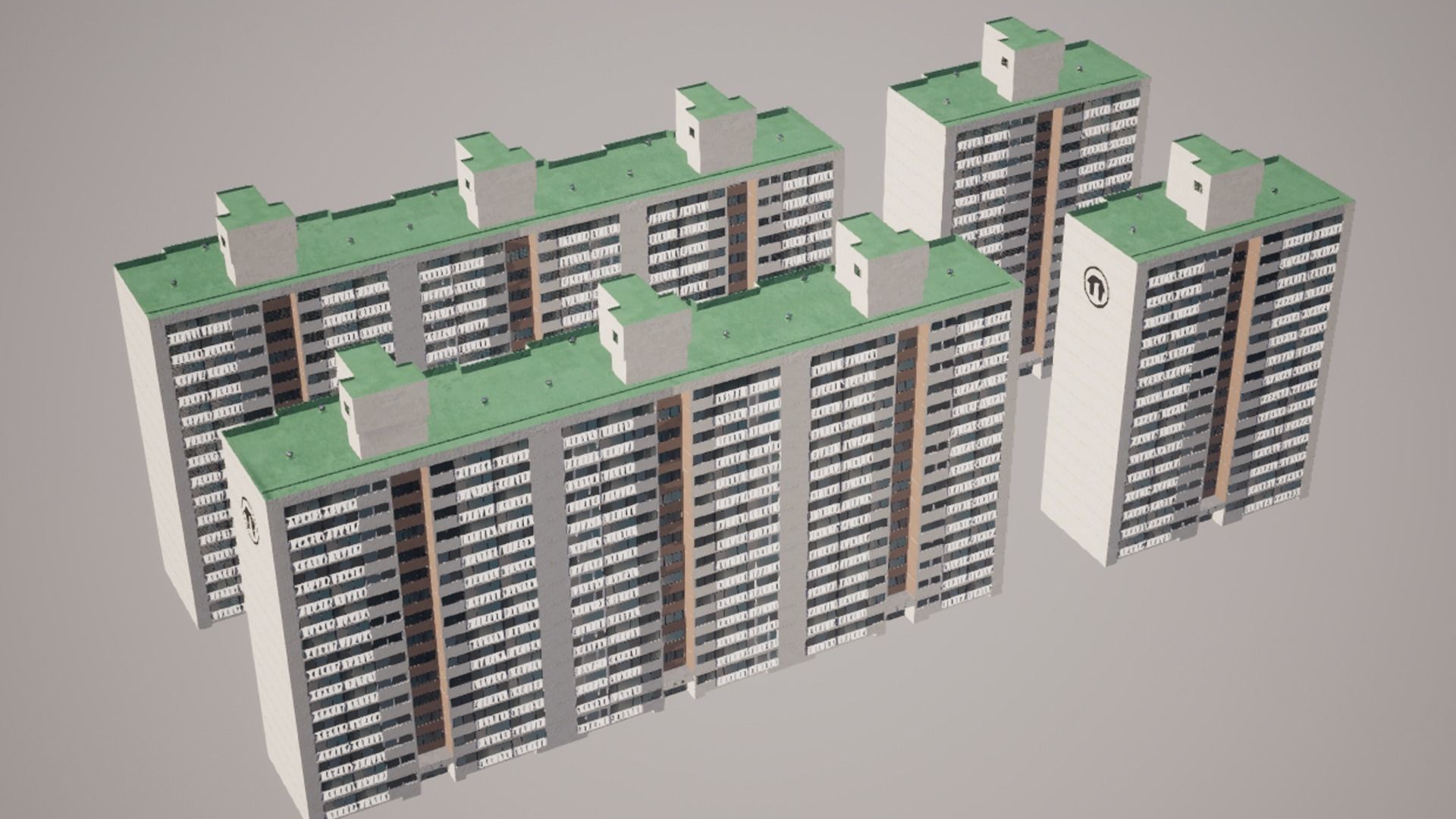 Old Korean apartment Low-poly 3D model_2