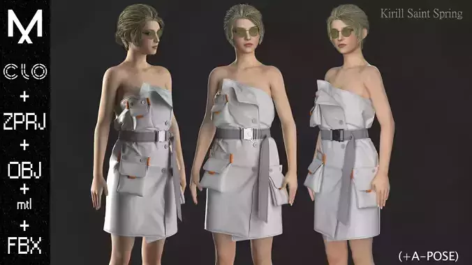 New Outfit Female Marvelous designer Clo3d OBJ mtl FBX ZPRJ