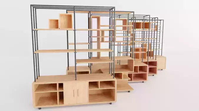 Collection 5 Modern Wood and Metal Shelves