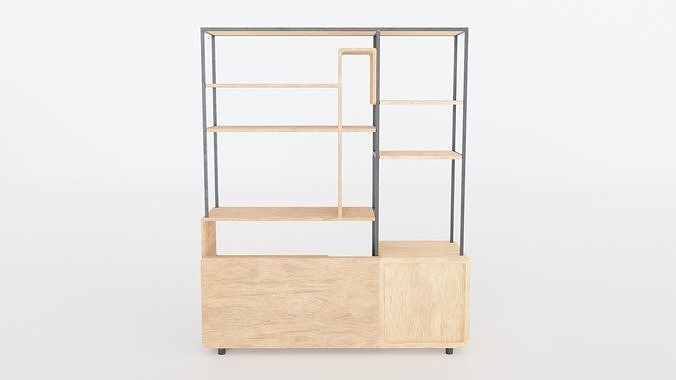 Collection 5 Modern Wood and Metal Shelves 3D model 4