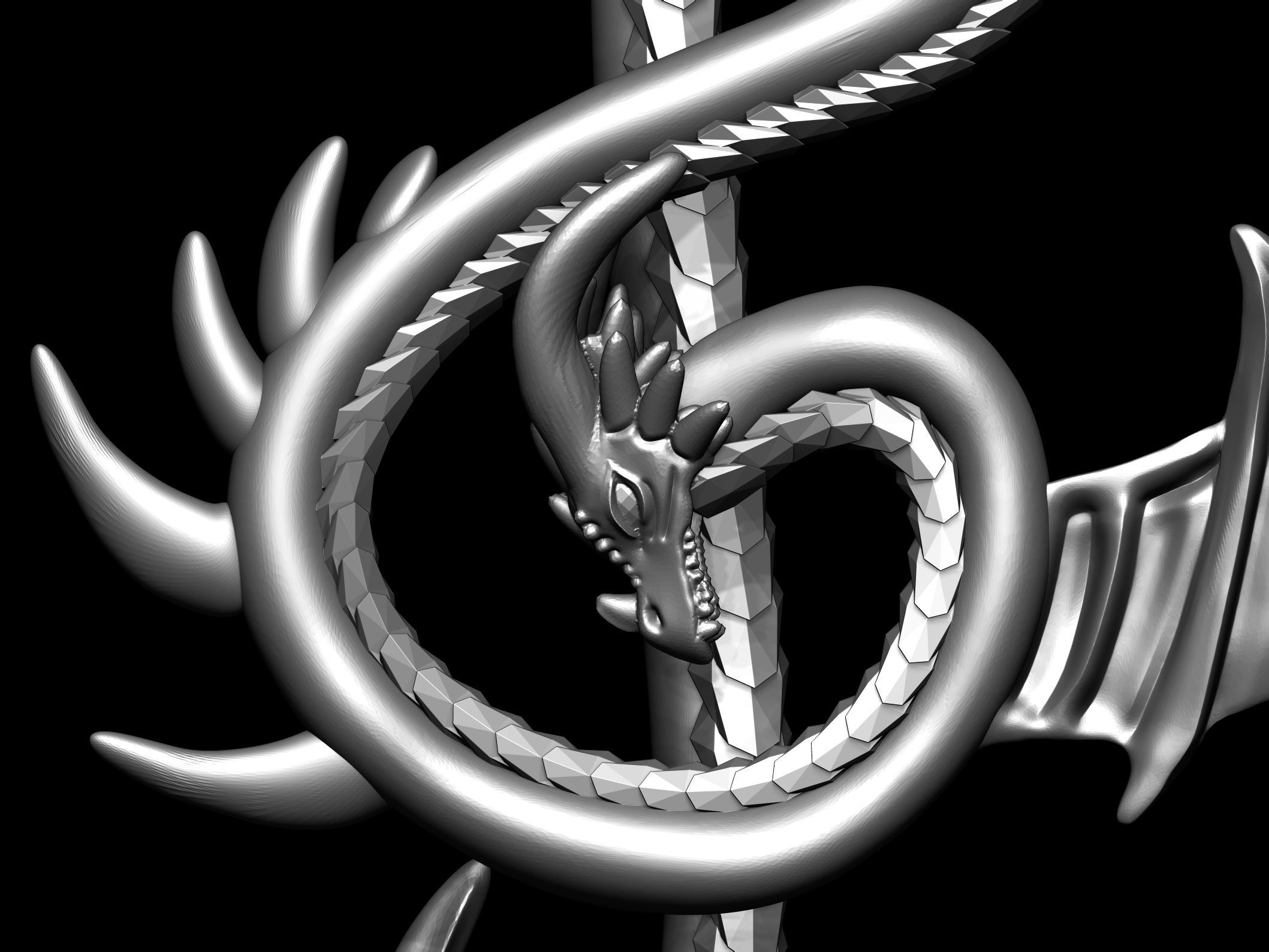 Dragon pendant 3D print model_2