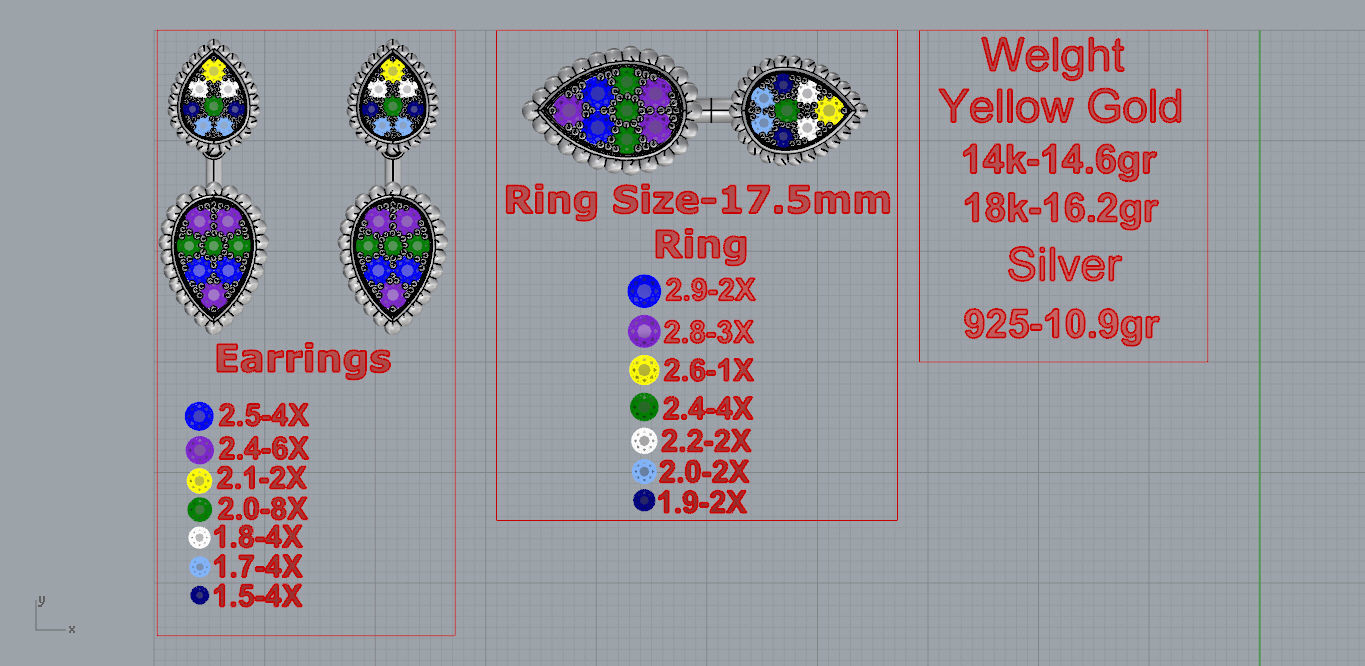  Ring and Earrings 3D print model_3