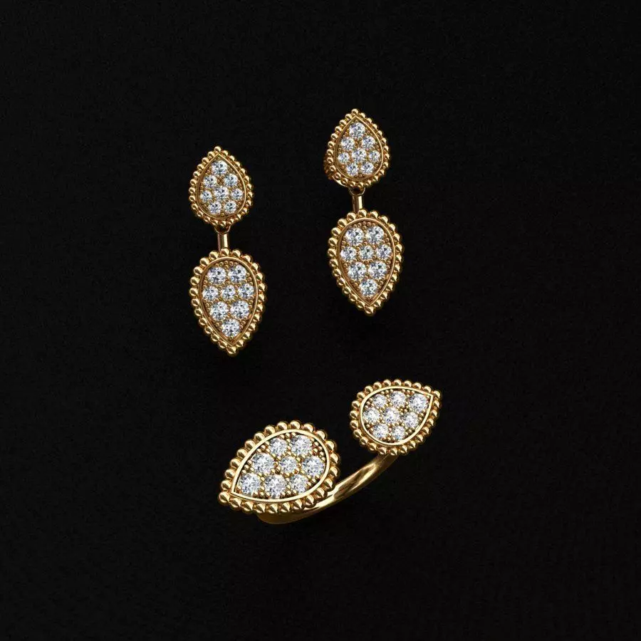  Ring and Earrings 3D print model_0